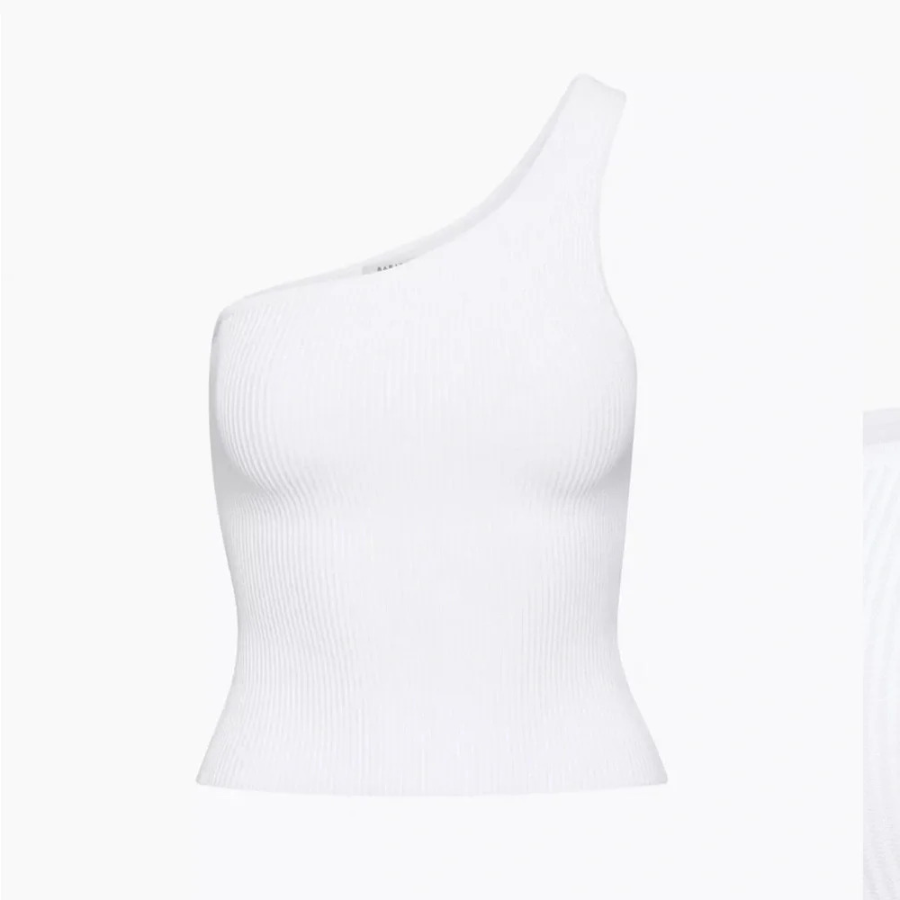 NWT Aritzia Babaton Sculpt Knit One-Shoulder Tank in White Size Small